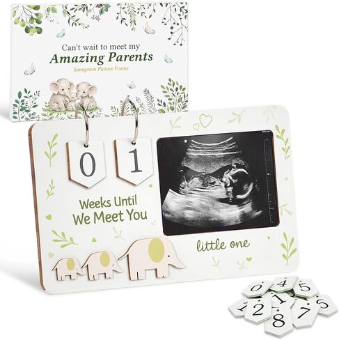 Sonogram Picture Frame, Wooden Ultrasound Picture Frames with Baby Countdown Weeks, UniquePregnancy Gifts, Ultrasound Photo Keepsake Gifts for New Parents, Couples, First Time Mom Essentials in Saudi Arabia