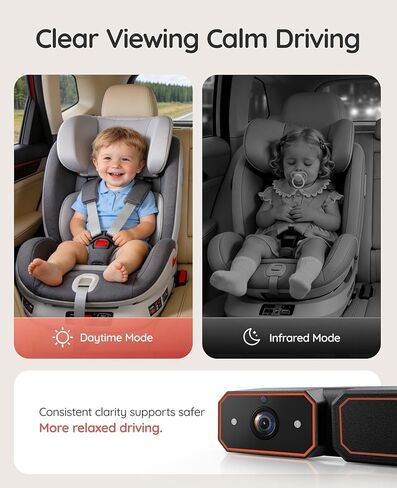 كاميرا سيارة لاسلكية للأطفال من Babyvue، إعداد سهل بخطوتين، شاشة 5.2 بوصة، رؤية ليلية بالأشعة تحت الحمراء بدقة 1080 بكسل، مشبك أو حزام تثبيت، تكبير 3X، كاميرا المقعد الخلفي للطفل in Kuwait