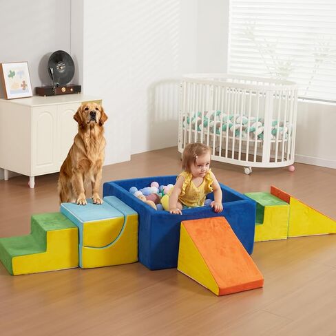 STAOLENE Soft Foam Climbing Blocks with Ball Pit, 6PCS Color Indoor Climbing Toys for Toddler, Climb and Crawl Activity Play Set, Play Gym for Child Development (Balls not Included) in Kuwait