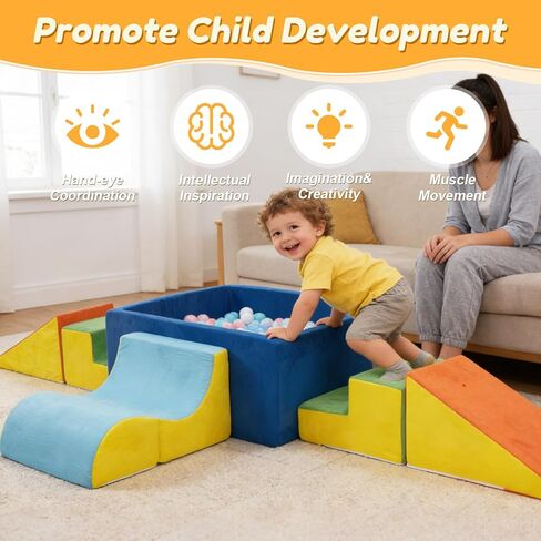 STAOLENE Soft Foam Climbing Blocks with Ball Pit, 6PCS Color Indoor Climbing Toys for Toddler, Climb and Crawl Activity Play Set, Play Gym for Child Development (Balls not Included) in Kuwait