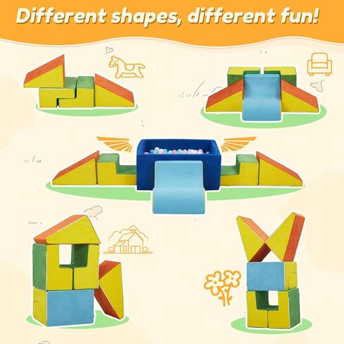 STAOLENE Soft Foam Climbing Blocks with Ball Pit, 6PCS Color Indoor Climbing Toys for Toddler, Climb and Crawl Activity Play Set, Play Gym for Child Development (Balls not Included) in Kuwait