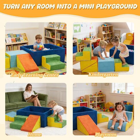 STAOLENE Soft Foam Climbing Blocks with Ball Pit, 6PCS Color Indoor Climbing Toys for Toddler, Climb and Crawl Activity Play Set, Play Gym for Child Development (Balls not Included) in Kuwait