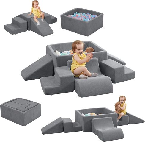 STAOLENE Soft Foam Climbing Blocks with Ball Pit, 6PCS Color Indoor Climbing Toys for Toddler, Climb and Crawl Activity Play Set, Play Gym for Child Development (Balls not Included) in Kuwait