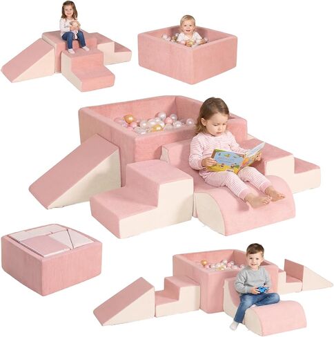 STAOLENE Soft Foam Climbing Blocks with Ball Pit, 6PCS Color Indoor Climbing Toys for Toddler, Climb and Crawl Activity Play Set, Play Gym for Child Development (Balls not Included) in Kuwait