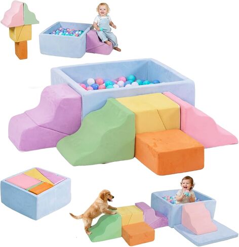 STAOLENE Soft Foam Climbing Blocks with Ball Pit, 6PCS Color Indoor Climbing Toys for Toddler, Climb and Crawl Activity Play Set, Play Gym for Child Development (Balls not Included) in Kuwait