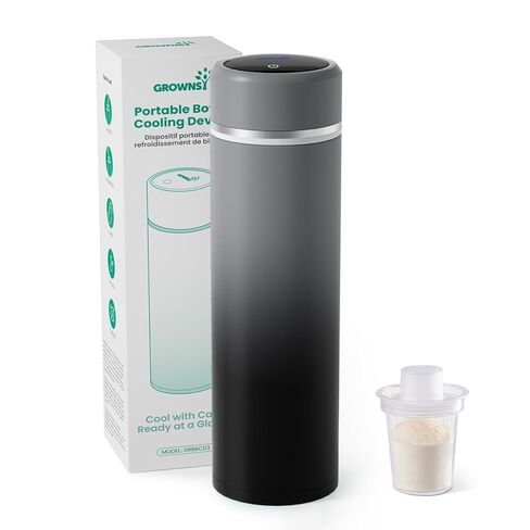 Grownsy Portable Baby Formula Bottle Maker, Rapid Cooling in 3 Min, Pure Physical Cooling, No Power Needed, Smart Color Temp Display, Travel & Night Feeding Essential, Includes Formula Dispenser,Green in Saudi Arabia