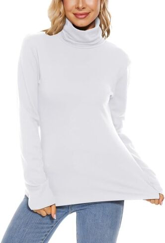 TAIPOVE Women's Thermal Fleece Turtleneck Long Sleeve Tops Lightweight Pullover Sweater Cotton Casual Soft Comfort in Saudi Arabia