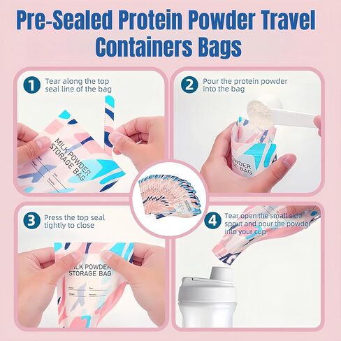 30 Pack 3.94x7.87 inch Writable Bulk Disposable Powder Bags for Travel Sample Dispenser Baby Formula Storage Container Transparent Window Portable Protein Powder Leakproof Pouches in Kuwait
