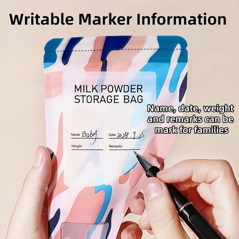 30 Pack 3.94x7.87 inch Writable Bulk Disposable Powder Bags for Travel Sample Dispenser Baby Formula Storage Container Transparent Window Portable Protein Powder Leakproof Pouches in Kuwait