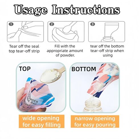 30 Pack 3.94x7.87 inch Writable Bulk Disposable Powder Bags for Travel Sample Dispenser Baby Formula Storage Container Transparent Window Portable Protein Powder Leakproof Pouches in Kuwait