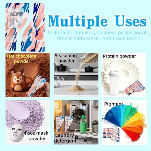 30 Pack 3.94x7.87 inch Writable Bulk Disposable Powder Bags for Travel Sample Dispenser Baby Formula Storage Container Transparent Window Portable Protein Powder Leakproof Pouches in Kuwait