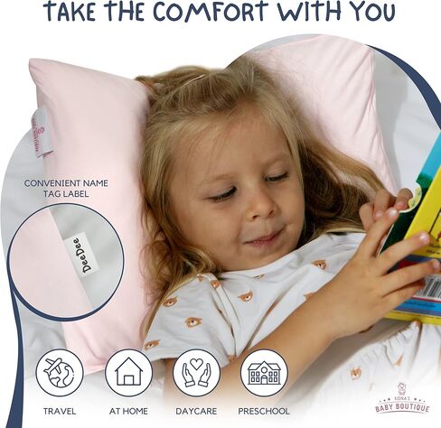 Kona's Perfect Pink Toddler Pillow with Pink Pillowcase - Plus 2 Pack Softest Pillowcase - 13 x 18 Inch - Ages 2-10 in Kuwait