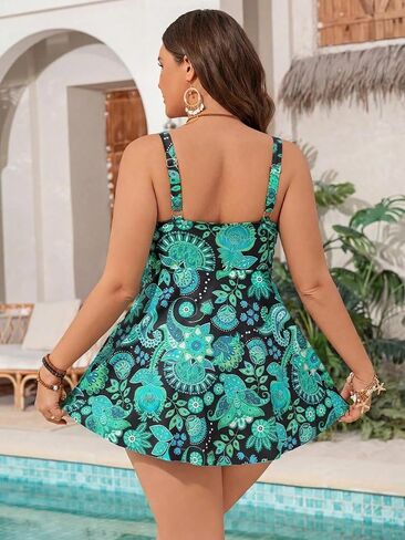ZAFUL المرأة حجم كبير Tankini ملابس السباحة قطعتين ثوب السباحة البطن التحكم ملابس السباحة الخامس الرقبة مجموعات Tankini مع ارتفاع ضيع أسفل الأخضر XL in Kuwait