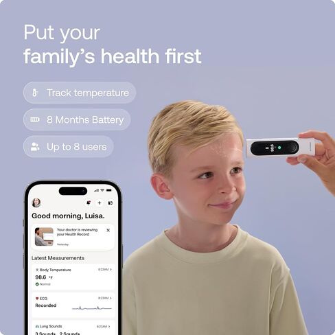 ويذنجز بيمو - ميزان حرارة رقمي ذكي بدون تلامس، جهاز متعدد المسح، شاشة تخطيط القلب، سماعة الطبيب الرقمية، الأطفال والبالغين، متعدد المستخدمين، رعاية الأسرة in Kuwait