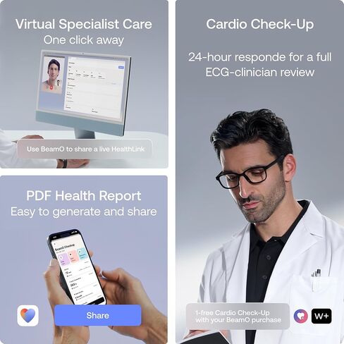 ويذنجز بيمو - ميزان حرارة رقمي ذكي بدون تلامس، جهاز متعدد المسح، شاشة تخطيط القلب، سماعة الطبيب الرقمية، الأطفال والبالغين، متعدد المستخدمين، رعاية الأسرة in Kuwait