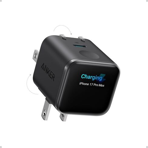 Anker Nano Smart Display Charger, 45W Max Fast Charger USB C for iPhone 17 | 180° Foldable Plug,Smart Recognition, Care Mode GaN USB C Charger Block for iPhone 17/16 (Non-Battery,1 USB-C Port,No Cable) in Saudi Arabia