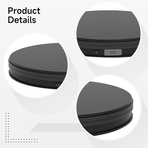 قرص دوار كهربائي USB ذكي، سعة وزن 22.04 (10 كجم)، سرعة دوران 20 ثانية، ممتاز لتصوير المنتجات وعرض المجوهرات in Kuwait