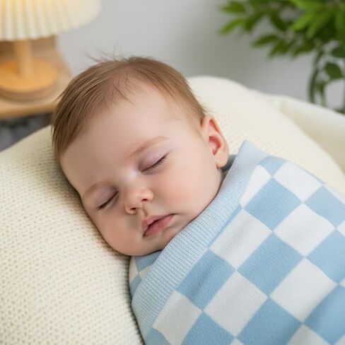Cotton Knitted Checkered Baby Blanket for Boys and Girl Soft Cozy Lightweight Receiving Blanket for Nursery Baby Shower Birthday Newborn Infant Toddler Kids Gift Idea Dusty Mauve-30x30 in Kuwait