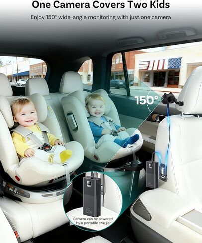 كاميرا OTTOCAST Cabin Care Baby Camera للسيارة، كاميرا سيارة للأطفال 1080P مع رؤية ليلية عالية الدقة، محول CarPlay لاسلكي، زاوية واسعة 150 درجة، مراقب المقعد الخلفي في الوقت الحقيقي in Kuwait