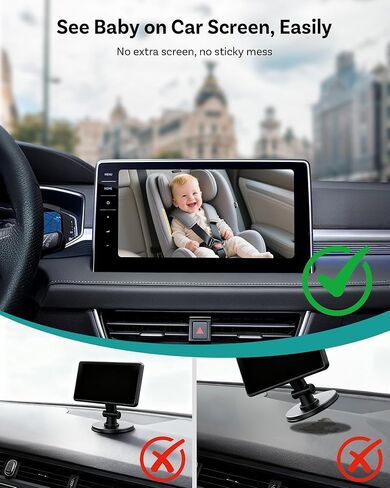 كاميرا OTTOCAST Cabin Care Baby Camera للسيارة، كاميرا سيارة للأطفال 1080P مع رؤية ليلية عالية الدقة، محول CarPlay لاسلكي، زاوية واسعة 150 درجة، مراقب المقعد الخلفي في الوقت الحقيقي in Kuwait