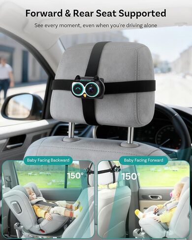 كاميرا OTTOCAST Cabin Care Baby Camera للسيارة، كاميرا سيارة للأطفال 1080P مع رؤية ليلية عالية الدقة، محول CarPlay لاسلكي، زاوية واسعة 150 درجة، مراقب المقعد الخلفي في الوقت الحقيقي in Kuwait