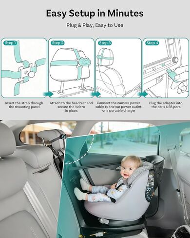 كاميرا OTTOCAST Cabin Care Baby Camera للسيارة، كاميرا سيارة للأطفال 1080P مع رؤية ليلية عالية الدقة، محول CarPlay لاسلكي، زاوية واسعة 150 درجة، مراقب المقعد الخلفي في الوقت الحقيقي in Kuwait