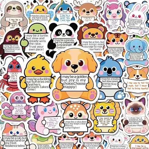 112 pcs Emotional Support Animal Stickers - Affirmation Sticker Pack for Adults Cute Inspirational Buddies for Water Bottles, Laptops, Phones, Positive Quote Vinyl in Saudi Arabia