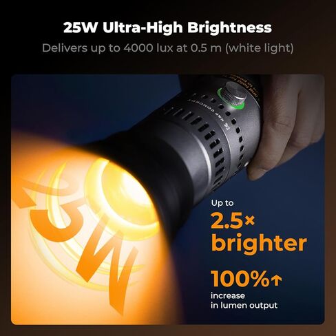 مصباح يدوي للتصوير الفوتوغرافي K&F CONCEPT SP25C بقدرة 25 وات RGB مع 20 Gobos، ومصباح فيديو محمول قابل للتكبير بقدرة 9000 مللي أمبير في الساعة، وإضاءة استوديو 4000 Lux للصور وتسجيل الفيديو وإنشاء المحتوى in Kuwait