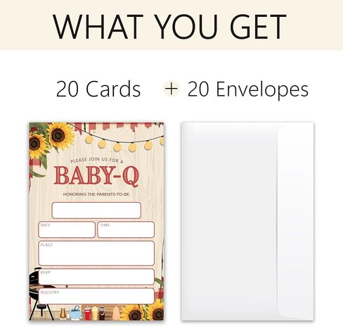 Baby-Q Baby Shower Invitations - 20 Invitation Cards 4"x6" with 20 Envelopes.(137) in Kuwait