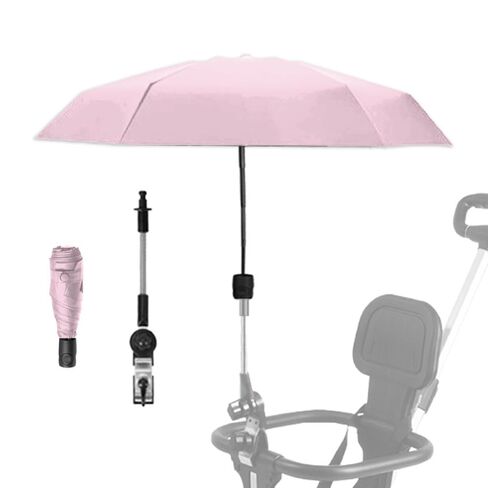 Adjustable Steering Angle, Clip-On All-Round Protection, Convenient and Lightweight, for Sun Protection Lightweight, Easy to Install, Stroller Umbrella, Baby Umbrella Stroller Accessory(Pink) in Kuwait