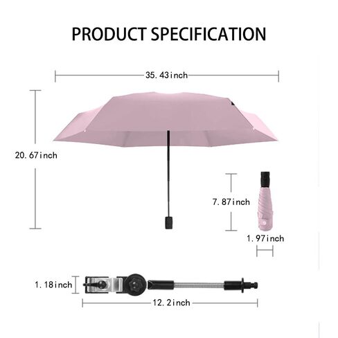 Adjustable Steering Angle, Clip-On All-Round Protection, Convenient and Lightweight, for Sun Protection Lightweight, Easy to Install, Stroller Umbrella, Baby Umbrella Stroller Accessory(Pink) in Kuwait