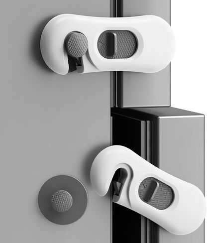 Fridge Lock, 5PCS Upgraded Child Proof Refrigerator/Fridge/Freezer/Oven/Cabinet/Drawer Door Locks for Toddlers and Kids, Durable ABS with Adhesive Backing, No Tools Need or Drill, White in Kuwait