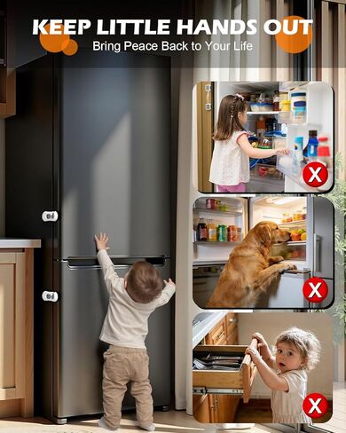 Fridge Lock, 5PCS Upgraded Child Proof Refrigerator/Fridge/Freezer/Oven/Cabinet/Drawer Door Locks for Toddlers and Kids, Durable ABS with Adhesive Backing, No Tools Need or Drill, White in Kuwait