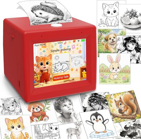 AI Mini Sticker Printer Toy for Kids - Interactive Voice Controlled Portable Thermal Inkless Sticker Maker Machine for DIY Arts and Crafts, 3 4 5 6 7 8 9 10 11 12 Year old Kid Christmas Birthday Gifts in Kuwait