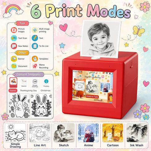 AI Mini Sticker Printer Toy for Kids - Interactive Voice Controlled Portable Thermal Inkless Sticker Maker Machine for DIY Arts and Crafts, 3 4 5 6 7 8 9 10 11 12 Year old Kid Christmas Birthday Gifts in Kuwait