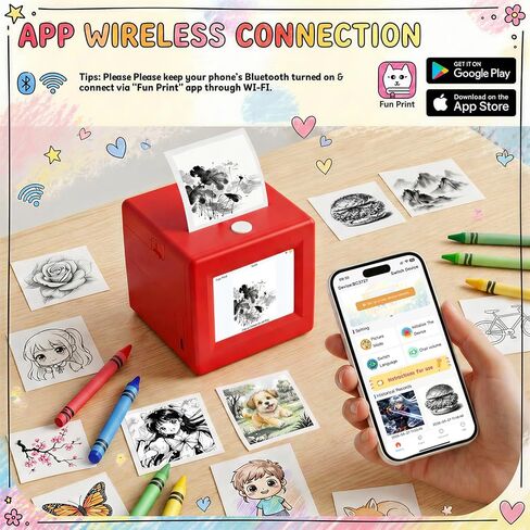 AI Mini Sticker Printer Toy for Kids - Interactive Voice Controlled Portable Thermal Inkless Sticker Maker Machine for DIY Arts and Crafts, 3 4 5 6 7 8 9 10 11 12 Year old Kid Christmas Birthday Gifts in Kuwait