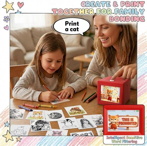 AI Mini Sticker Printer Toy for Kids - Interactive Voice Controlled Portable Thermal Inkless Sticker Maker Machine for DIY Arts and Crafts, 3 4 5 6 7 8 9 10 11 12 Year old Kid Christmas Birthday Gifts in Kuwait