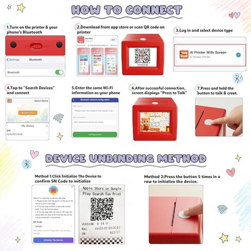 AI Mini Sticker Printer Toy for Kids - Interactive Voice Controlled Portable Thermal Inkless Sticker Maker Machine for DIY Arts and Crafts, 3 4 5 6 7 8 9 10 11 12 Year old Kid Christmas Birthday Gifts in Kuwait