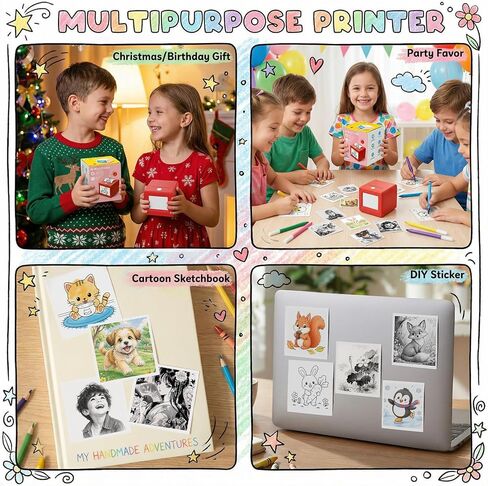 AI Mini Sticker Printer Toy for Kids - Interactive Voice Controlled Portable Thermal Inkless Sticker Maker Machine for DIY Arts and Crafts, 3 4 5 6 7 8 9 10 11 12 Year old Kid Christmas Birthday Gifts in Kuwait