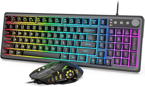 Wireless Keyboard and Mouse Combo, RGB Backlit, Rechargeable & Light Up Letters, Full-Size, Soft Typing, Sleep Mode, 2.4GHz Quiet Keyboard Set for Mac, Windows, Laptop, PC, Trueque (Black) in Saudi Arabia