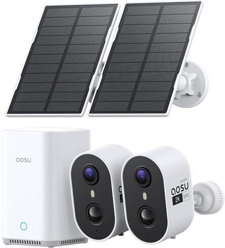 aosu Solar Security Cameras Wireless Outdoor Home System, True 2K HD, Cross-Camera Tracking, PIR + AI Human Detection, Color Night Vision, Local Storage, No Subscription Required, 4-Cam-Kit in Saudi Arabia