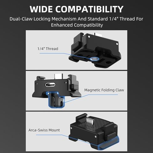 محول قاعدة شحن لجيب DJI Osmo 3، قاعدة شحن من النوع C مع فتحة لولبية 1/4 بوصة ودعامة ذات شقين، متوافقة مع حامل ثلاثي القوائم ومقبض وعصا سيلفي، مناسبة لمدونات الفيديو والبث المباشر in Kuwait