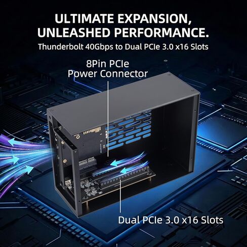 هيكل توسيع Thunderbolt 3/4 USB4 إلى PCIe لأجهزة الكمبيوتر المحمول وأجهزة الكمبيوتر الصغيرة، حاوية خارجية مع فتحة PCIe مزدوجة متوافقة مع بطاقة التقاط Decklink، لنظام التشغيل Windows/MacOS/Linux (VK-K2L) in Kuwait