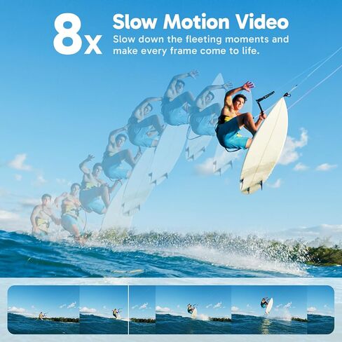 كاميرا AKASO Brave 8 4K60FPS Action Camera، كاميرا رياضية بدقة 48 ميجابكسل مقاومة للماء تحت الماء مع تثبيت فائق النعومة وشاشة تعمل باللمس وكاميرا رياضية مع تكبير 5X وجهاز تحكم عن بعد 8X Slo-mo مع ملحقات خوذة in Kuwait