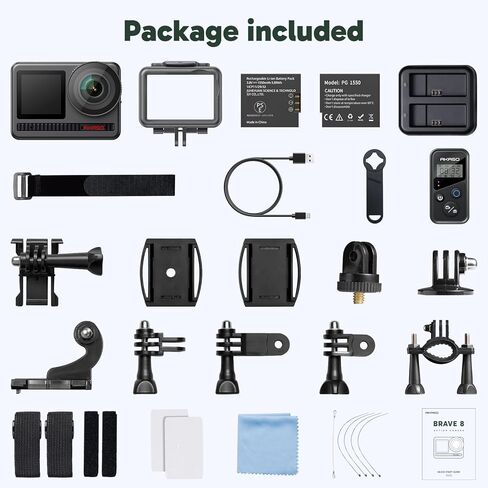 كاميرا AKASO Brave 8 4K60FPS Action Camera، كاميرا رياضية بدقة 48 ميجابكسل مقاومة للماء تحت الماء مع تثبيت فائق النعومة وشاشة تعمل باللمس وكاميرا رياضية مع تكبير 5X وجهاز تحكم عن بعد 8X Slo-mo مع ملحقات خوذة in Kuwait