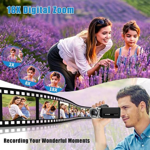 كاميرا فيديو كاميرا فيديو مسجل كاميرا رقمية لليوتيوب Full HD 1080P 30FPS 36MP 3.0 بوصة 270 درجة دوران كاميرات فيديو LCD للتصوير مع ميكروفون، بطاقة SD سعة 32 جيجابايت، بطاريتان للأطفال الطلاب المسنين in Kuwait