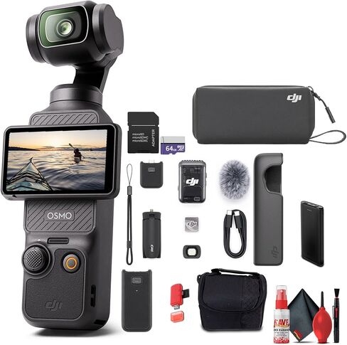 مجموعة كاميرا DJI Osmo Pocket 3 Creator Combo بدقة 4K 120 إطارًا في الثانية و3 محاور ثابتة ومحمولة مع ميكروفون بشاشة تعمل باللمس 2 وبطاقة 64 جيجابايت والمزيد in Kuwait