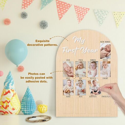 لوحة صور My First Year، إطار صور للعام الأول للطفل، إطار صور معلم 12 شهرًا، هدية لديكور غرفة الأطفال بذكريات عيد الميلاد الأول للطفل حديث الولادة -01 in Kuwait