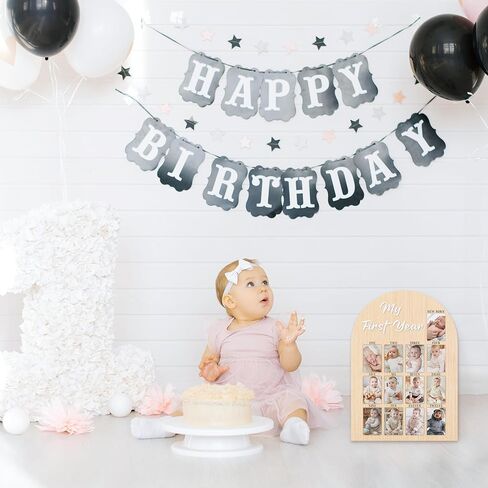 لوحة صور My First Year، إطار صور للعام الأول للطفل، إطار صور معلم 12 شهرًا، هدية لديكور غرفة الأطفال بذكريات عيد الميلاد الأول للطفل حديث الولادة -01 in Kuwait