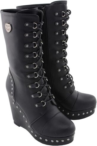 Milwaukee Leather Women's Tall Premium Black Fashion Casual Biker Style Boots MBL in Kuwait
